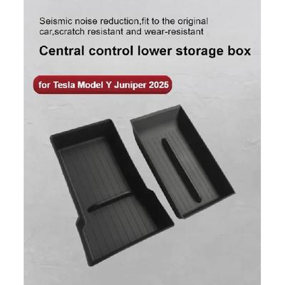 Center Console Storage Box for Tesla Model Y Juniper 2025 Series Armrest Box Front Bottom Support Tray Organizer Car Accessories