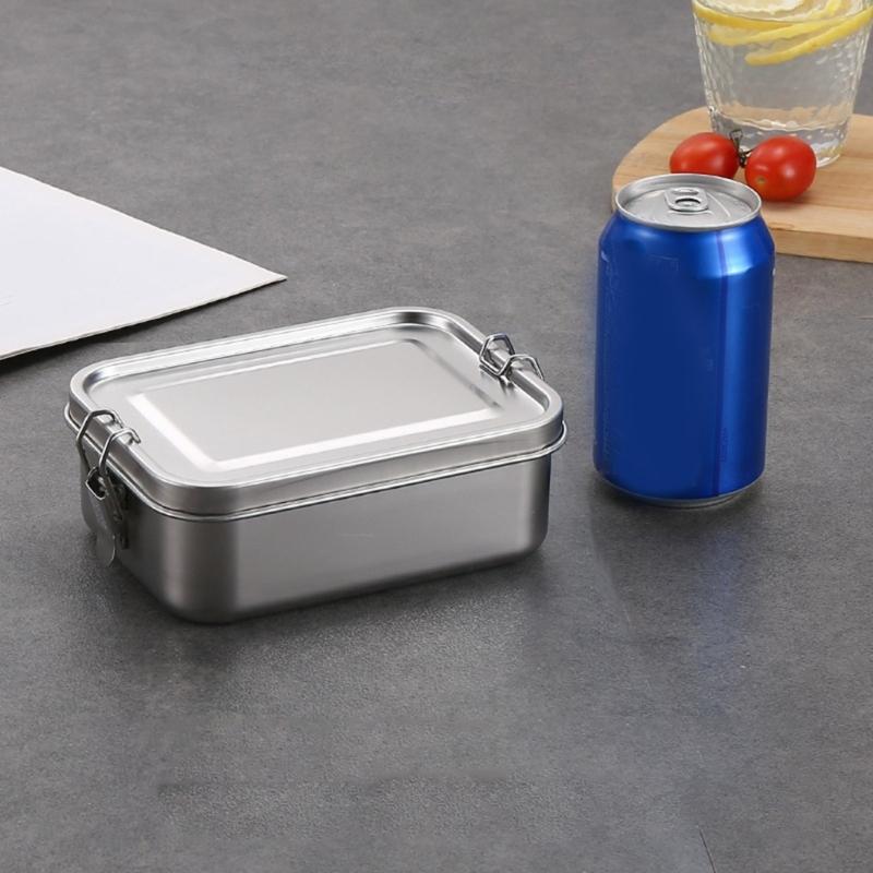 Fiambrera Metálica de 850ML con Compartimentos Contenedor de Almuerzo de Acero Inoxidable Fiambrera Reutilizable para el Hogar, la Oficina y la Escuela