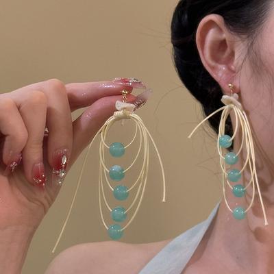 Muschel mehrschichtige Fransenohrringe schlichte Nische High-End-Ohrringe Mode Temperament vielseitige Ohrringe Frauen