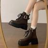 Martin boots autumn and winter new thick-soled heightening short boots British style temperament velvet short boots