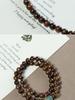 Women's Black Pearwood 8mm Double-Strand Bracelet with Aventurine Lotus Seed Pod Pendant - Retro Buddhist Beads Jewelry for Couples.