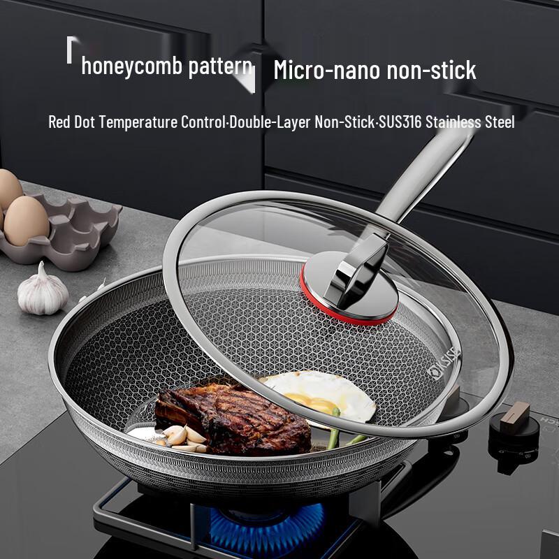 Jinsaozi Jinbo 316 Stainless Steel 32cm Non-stick Wok with Fire Red Dot