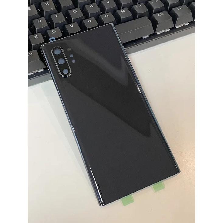Стеклянный корпус Задняя крышка Чехлы Для SAMSUNG Galaxy Note10 Plus Note10+ Телефон Задняя крышка аккумулятора Чехол для телефона Задняя крышка For Note10 Only чёрный