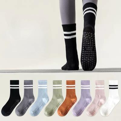 Yoga Socks Women Cotton Breathable Fitness Gym Dance Sports Socks Striped Silicone Non-slip Professional Floor Pilates Socks Sox