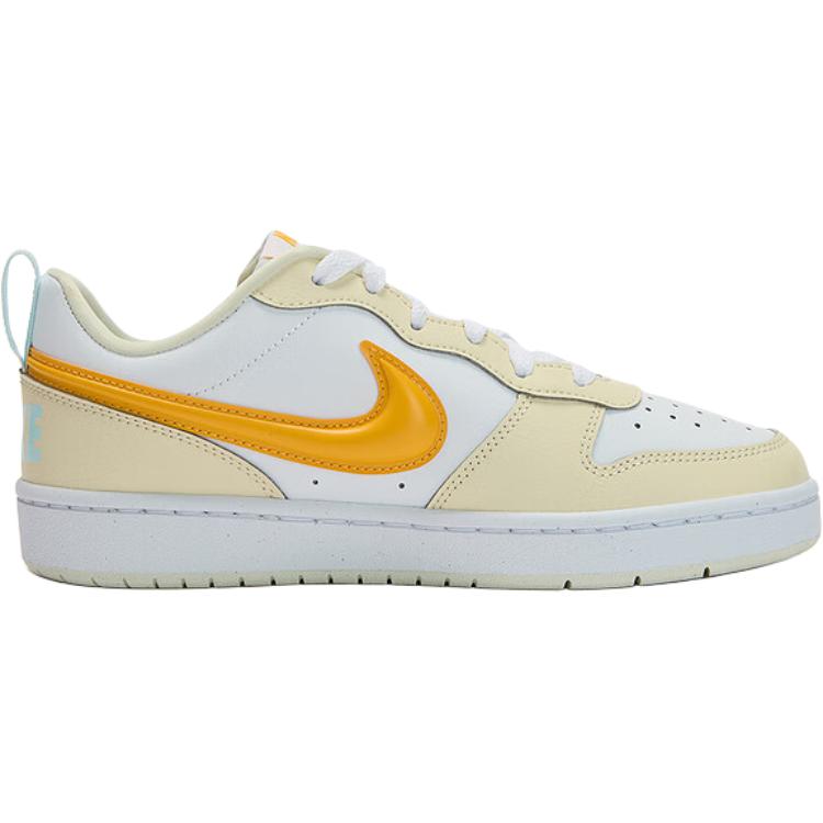 Nike Court Borough Low Recraft Comfortable Versatile Low-Top Sneakers Kids Sneakers White Orange IQ9796-171