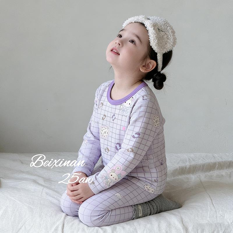 Korean Style Cartoon Cotton Pajama Set for Girls - Spring & Autumn Wear