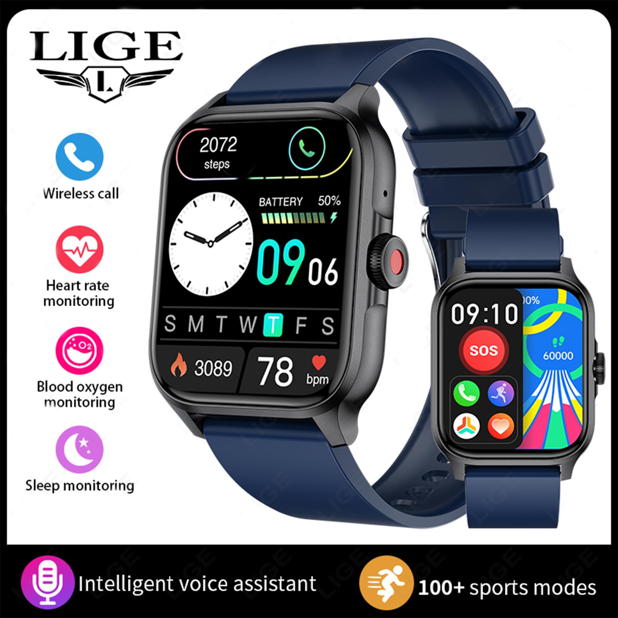 

2024 LIGE Bluetooth Call мужские умные часы женские наручные часы фитнес-часы водонепроницаемые умные часы для Android iOS silicone strap