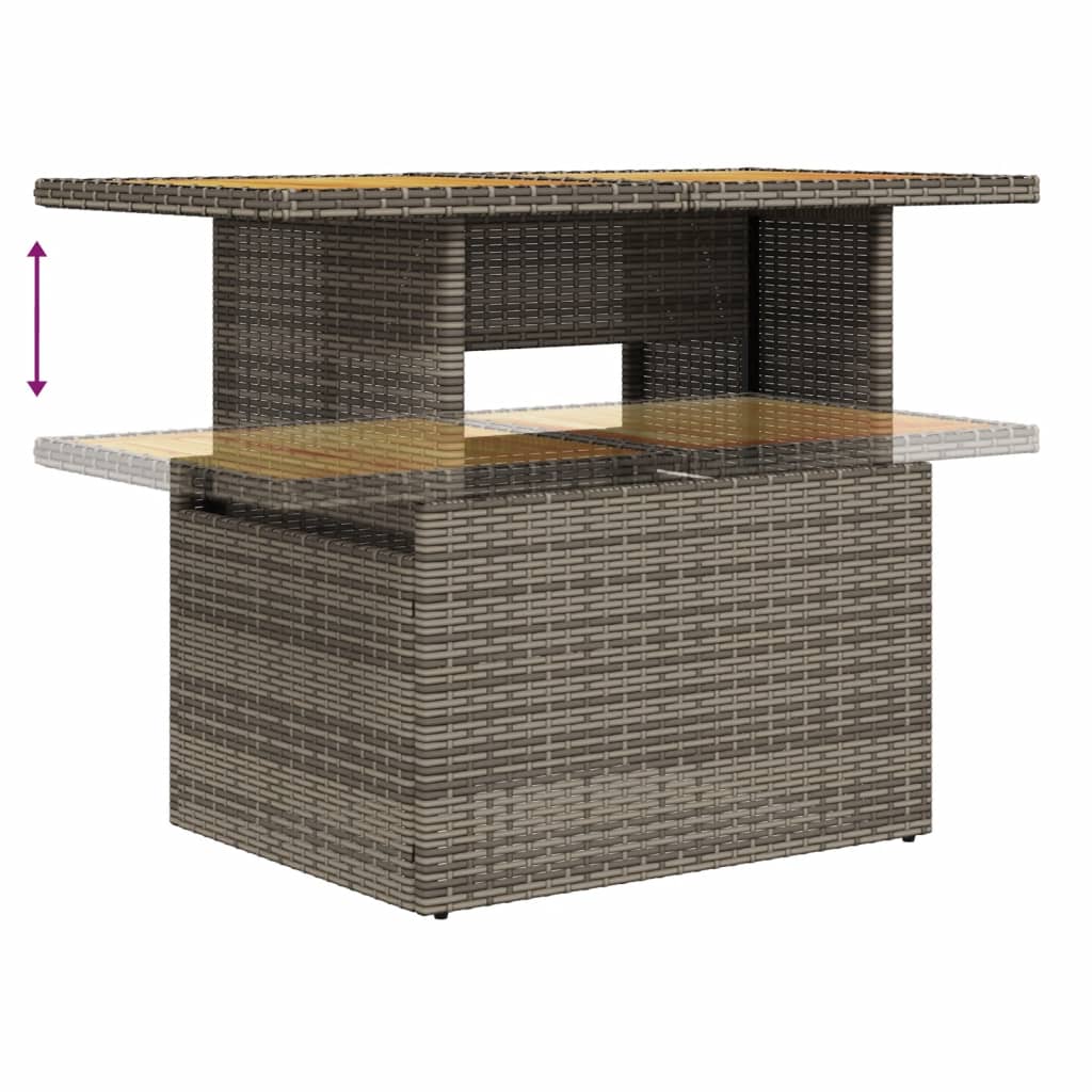 Garden Table Gray 100x55x73 cm Poly Rattan and Acacia Wood