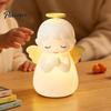 Silicone Tap Control Light Angel Night Light, Squishy Bedside Lamp, 7 Color Changing 3‑Level Dimmable LED Ambient Adjustable Brightness Lamp