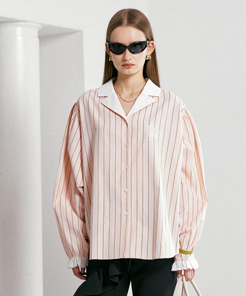 DEWEDEWE Notched Collar Shirt_Pink