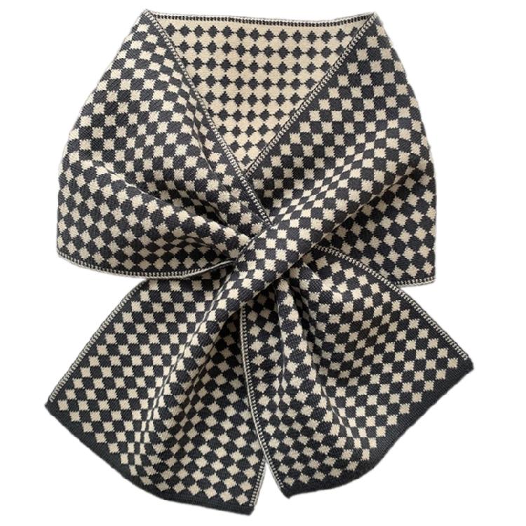 Knitted Checker Neck Gaiter for Daily Use Women Girl Neck Scarf for Winter Wear