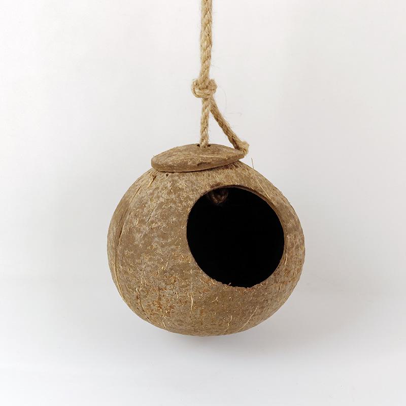 Coconut Shell Hanging Bird Nest for Parrots, Finch, Budgie, and Pearl Breeding.
