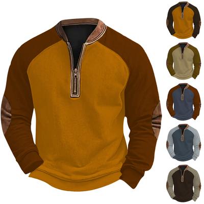 Lässiges Retro-Sweatshirt mit Reißverschluss und Farbblock für Herren