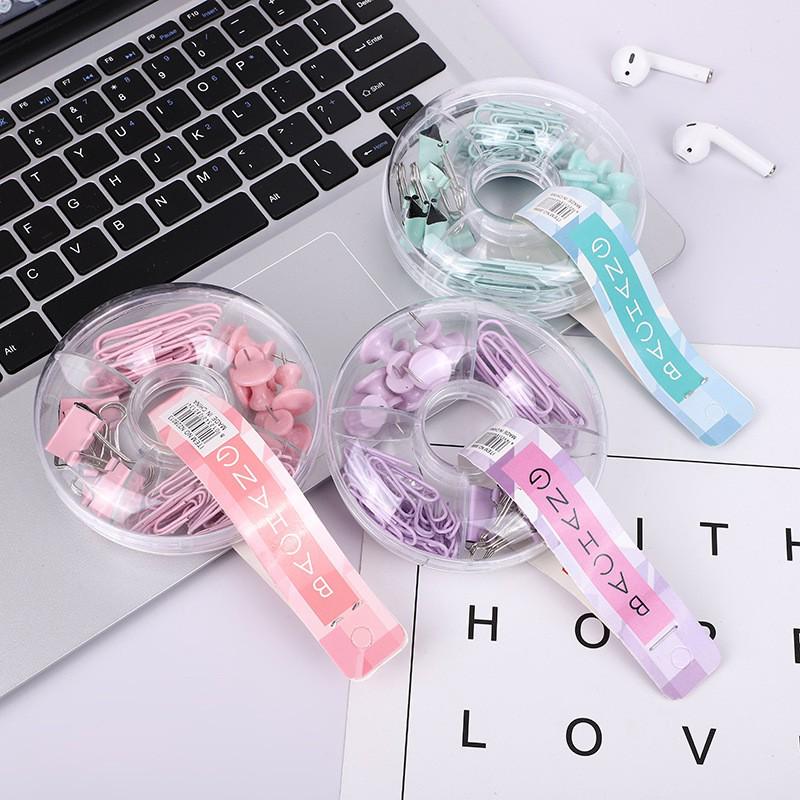 Individuell gestaltetes Reißnagel- & Donut-Set in Macaron-Farben - Multifunktionale Büroklammern & Magnetischer Schlüsselanhänger