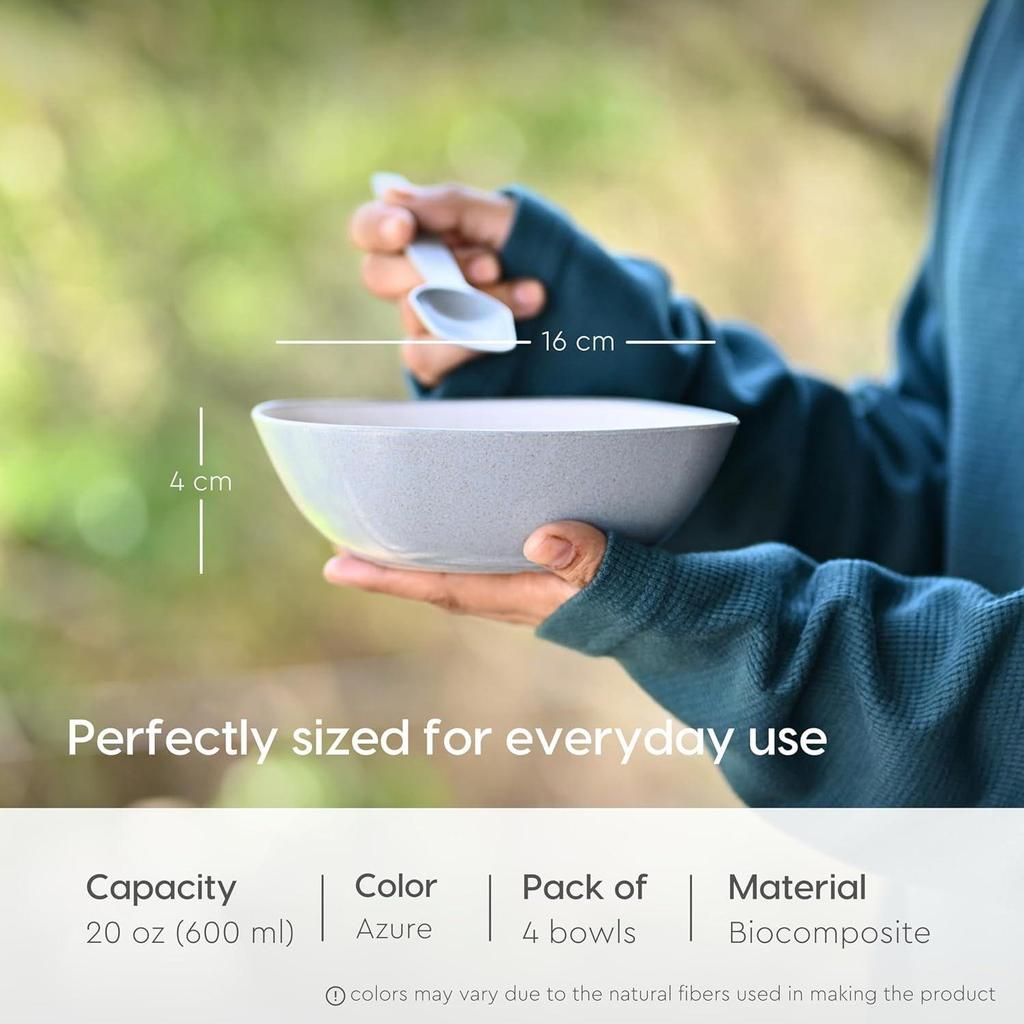 Set of 4 Earth-Friendly Multipurpose Bowls for Kitchen | 600 Ml | Made with Bamboo Fibers & Rice Husk | Microwave Safe Bowl