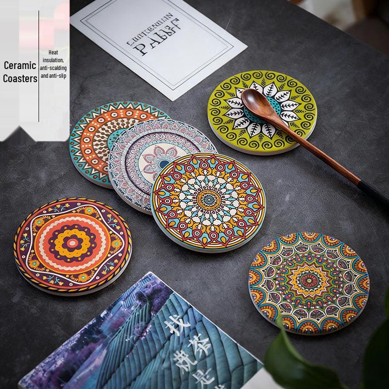 Changbaosen Ceramic Mandala Heat-Resistant Coaster Set