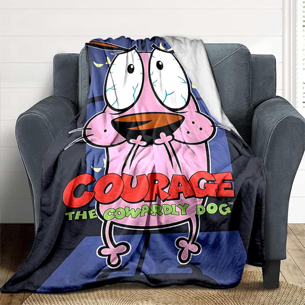 1pc Courage the Cowardly Dog Flannel Throw Blanket - Lightweight Soft Warm All-Season Blanket for Sofa, Bed, Travel, Camping L1029052