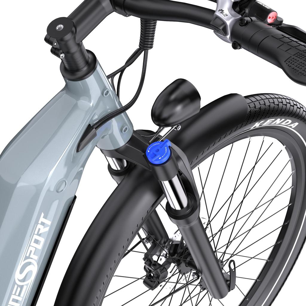 ONESPORT OT05 City Electric Bike 250W Motor 36V 18.2Ah Battery 27.5 Inch Tire - Grey