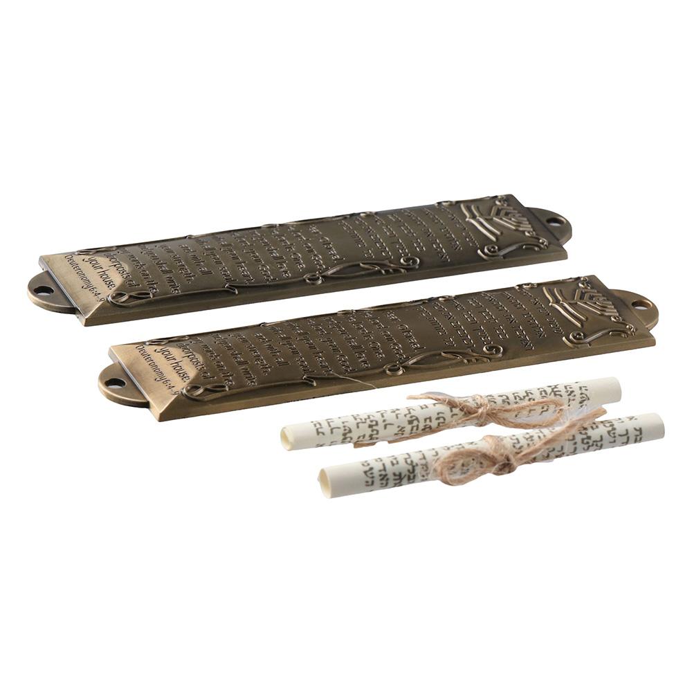 2pcs Bronze Mezuzah Cover 5.3" Tall Double Sided Tape Article Fashion