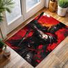 1PC Black-Armored Warrior Blazing Flames Print Carpet for Living Room Bedroom Sofa Home Decor Rus Non-slip Floor Mat Luxury Gift