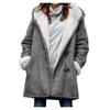Winter Women's Coat Medium Long Hooded Casual Button Cardigan Warm Solid Color Simple Original Style