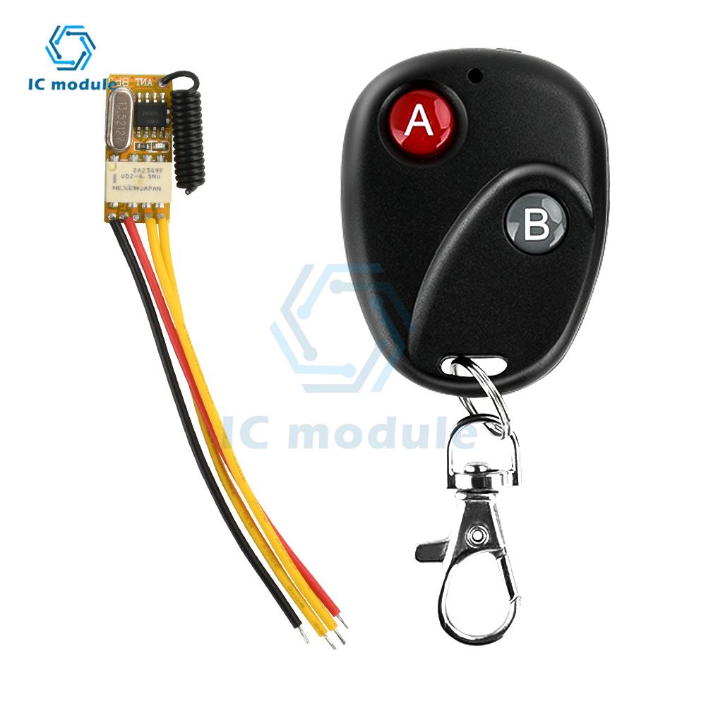 DC 3.5-12V Mini RF Remote Switch 433MHZ Miniature Contact Relay Remote Control Switch N/O N/C On-Off Receiver