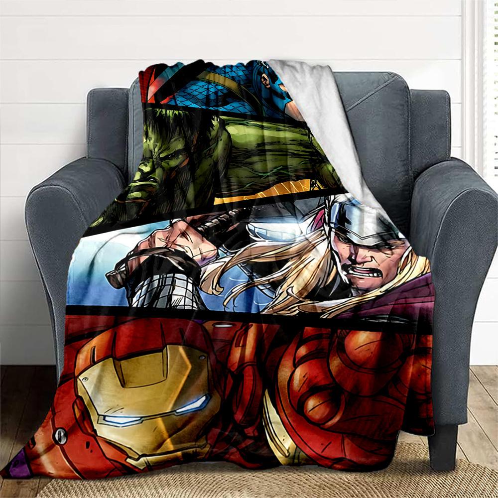 1pc Heroes Marvel All-Season Comfort, Outdoor Flannel Blanket - Soft, Warm & Cozy for Naps, Camping & Travel 075