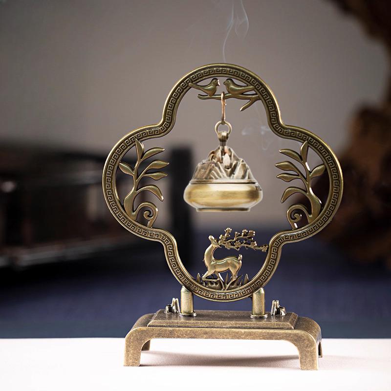 

Creative Welcome Guest Pine Incense Burner Ornament Zen Tea Ceremony Home Indoor Chinese Hollow Retro Hanging Incense Burner 1Pc