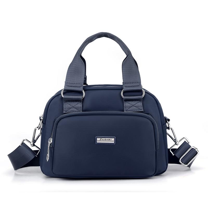 

Women s Shoulder Bag - Crossbody Bag with Adjustable Shoulder Strap, Multi Layer, Handheld Bag, Solid Color, Elegant Style темно-синього кольору
