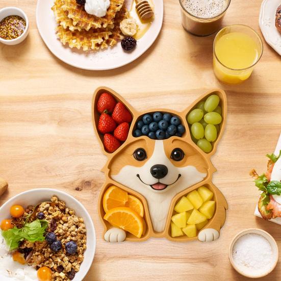 Wooden Serving Tray Dog Shaped Charcuterie Platter Appetizer Board for Cheese Meats Fruits Nuts Cookies