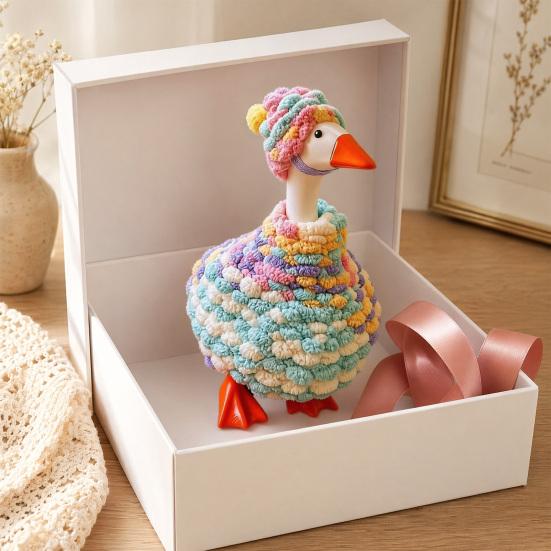 Plush Desk Goose Outfits, Handmade Crochet Goose Clothes and Hat, Porch Goose Statue Clothing, Goose Sculpture Costume for Desktop Decor