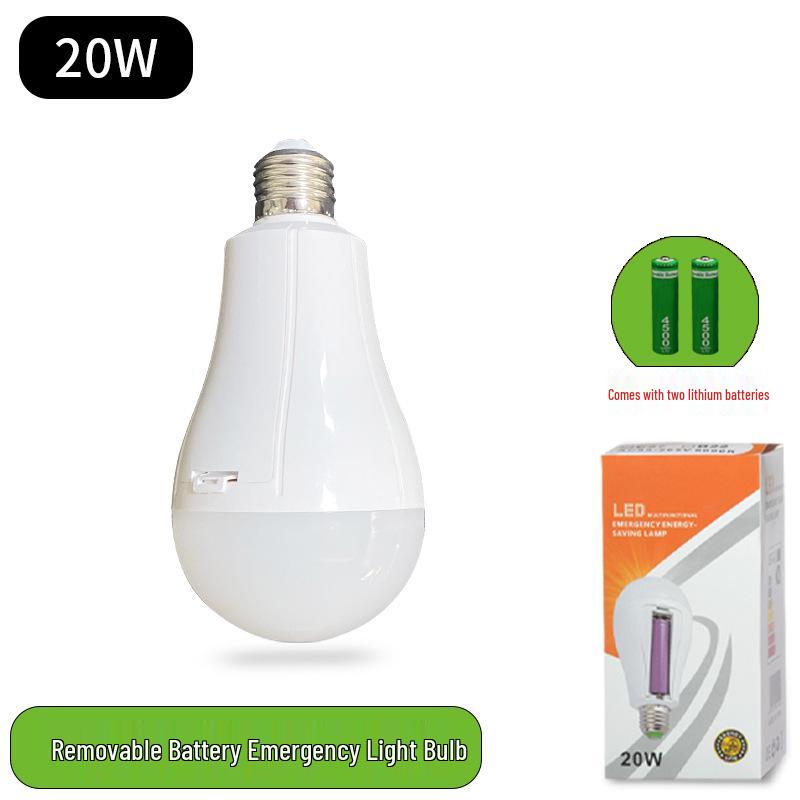 LED Emergency Bulb: Dual Battery, USB Rechargeable, Super Bright for Camping & Outdoor Night Markets