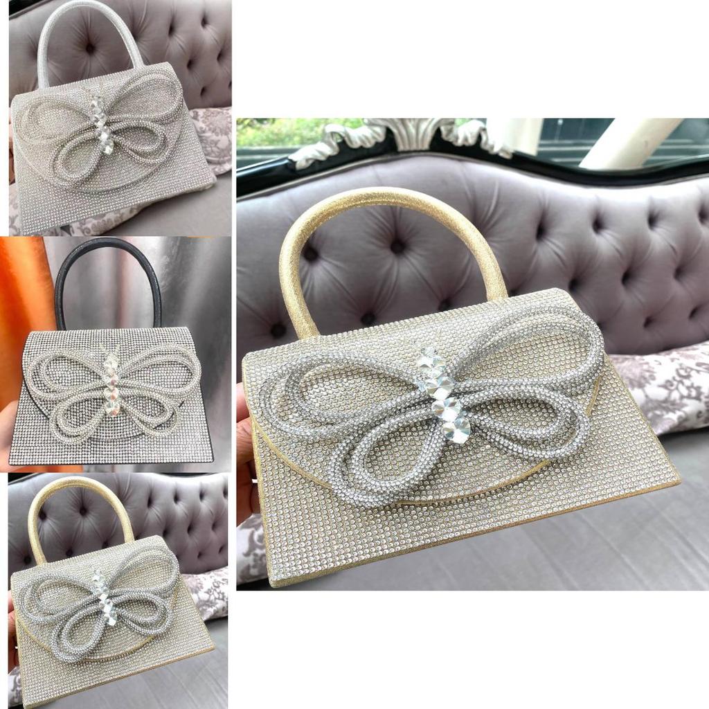 Stylish Cross-border Wedding Party Dress Bag With Rhinestone Butterfly Bow