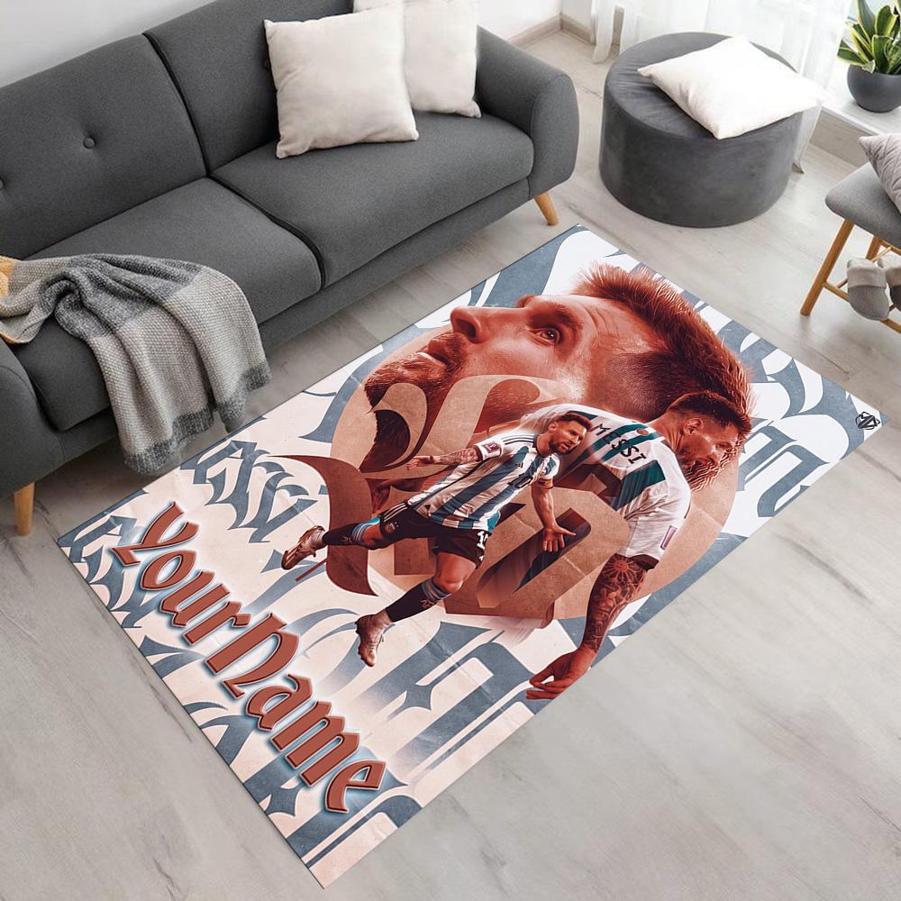 Messi Customize Text Floor Mat Suitable for Balcony Bedrooms Dormitory Kitchen Antislip Carpet Office home decor Perfect Gift for Women/Men