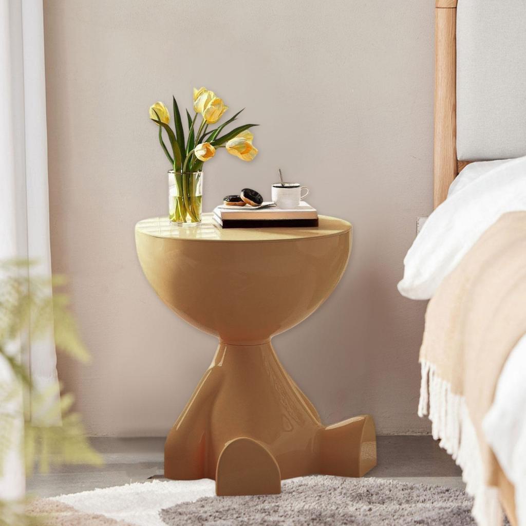 Modern Plastic Sculpture Geometric Standing Statue Cute Small Side Table Tray End Table for Living Room