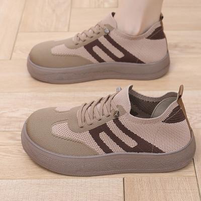 Shoes Women's Spring and Autumn New Retro Breathable One-pedal Casual Mother Shoes Lace-up Versatile Women's Sneakers