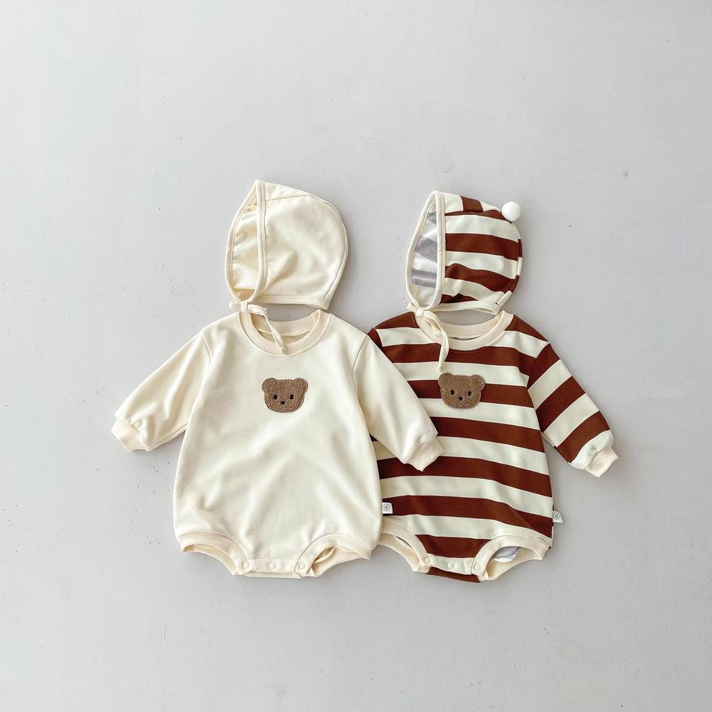 Korean Autumn Baby Romper: Cute Bear Pullover for Newborns, Boys & Girls - Ideal for Outdoor Play