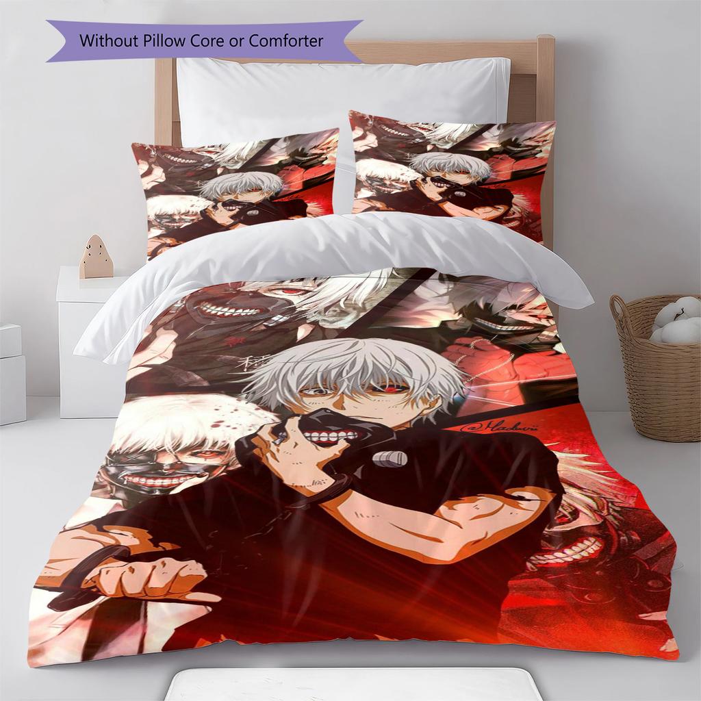 Anime Pattern Bedding Quilt Set Quilt Cover Pillowcase Home Decoration Birthday Gift (1 * Duvet Cover + 2 * Pillowcase, Without Core)
