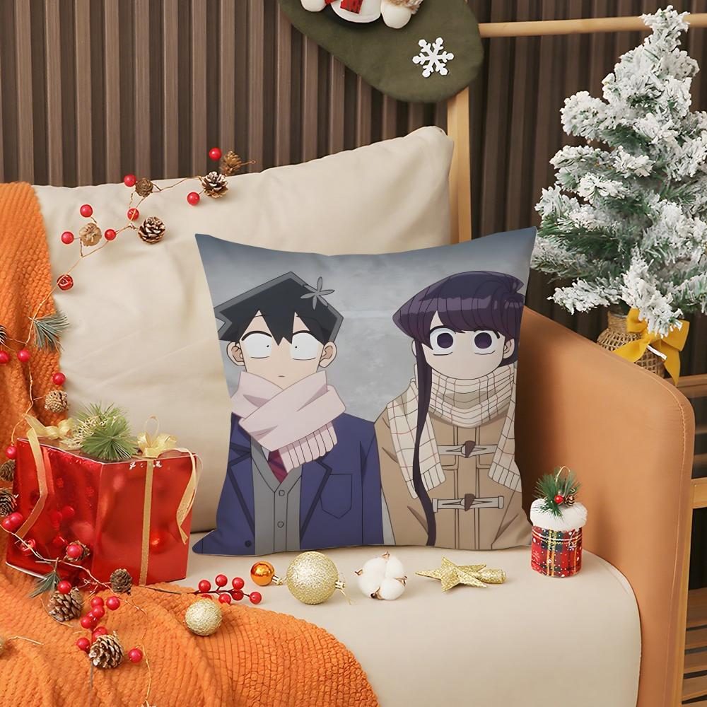 K-Komi Cant Communicate Anime Cartoon Pillow Case Printing Pillowcase Living Room Sofa Cushion Cover Bedroom Room Decor