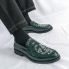 Fashion Fashionable Embroidered Leather Loafers Men's Korean Style Trendy Comfort Slip-on Shoes Brand Mens Business Low Cut Casual Shoes