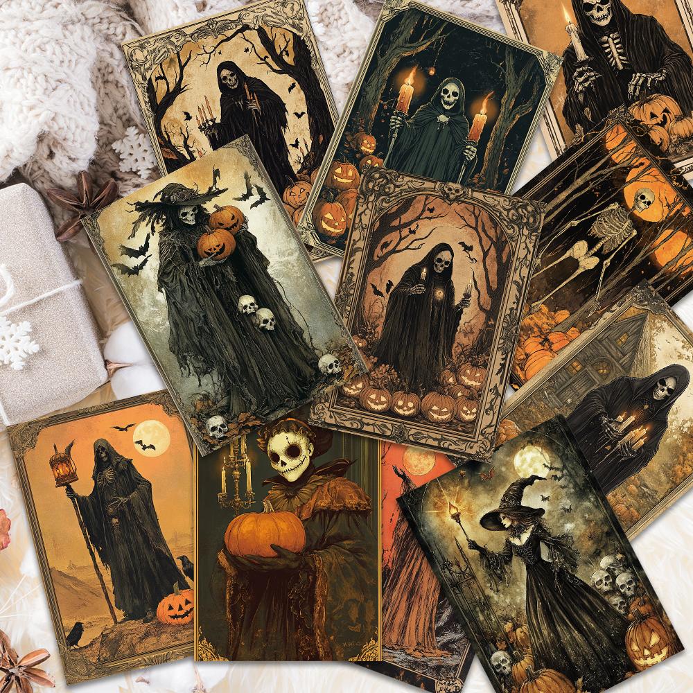 32 Stück, Vintage-Halloween-Postkarten, Horror, Kürbis, Geburtstags-/Jubiläumsgeschenke, Sammlerstück, zum Verschenken geeignet und versendbar
