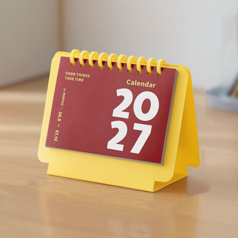 Portable 2027 Mini Desk Calendar Spiral Binding Daily Planning Calendar Agenda Planner