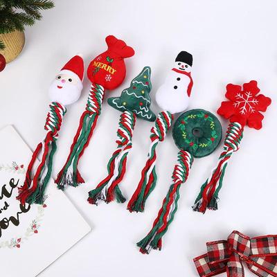 Pet Christmas Dog Teething Toys: Cute Cartoon Cotton Rope for Teeth Cleaning