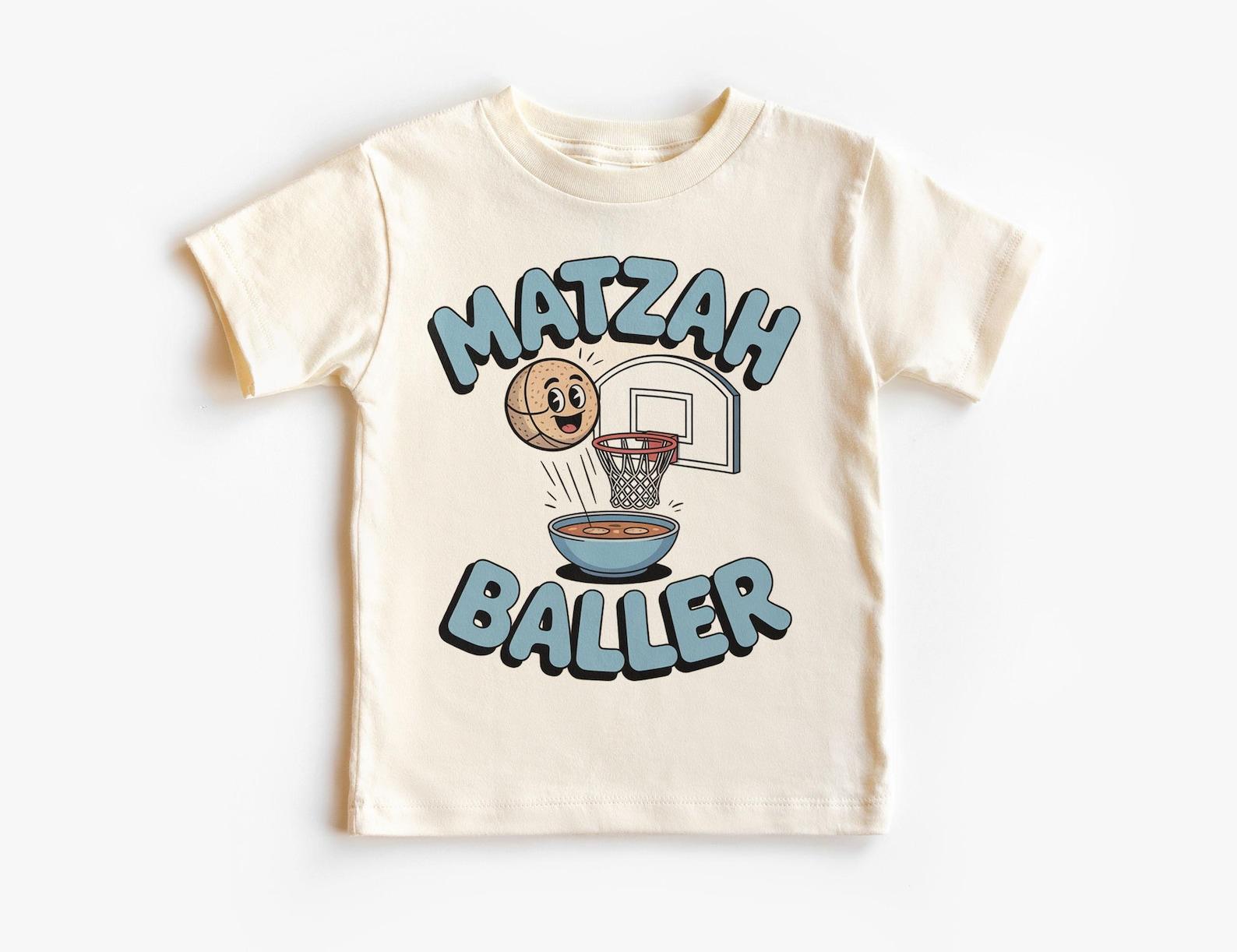 Matzah Baller Kids Hanukkah & Passover Basketball Soup Shirt – Funny Jewish Holiday Food Tee for Boys and Girls 150