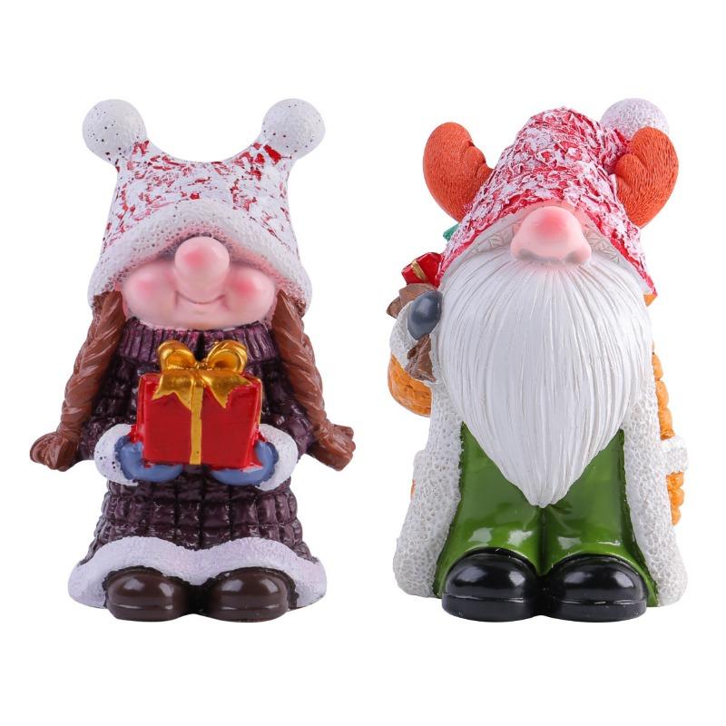 Christmas Hat Resin Dwarf Decoration Christmas Decoration Dwarf Statue Craft Desktop Ornament Home Decor