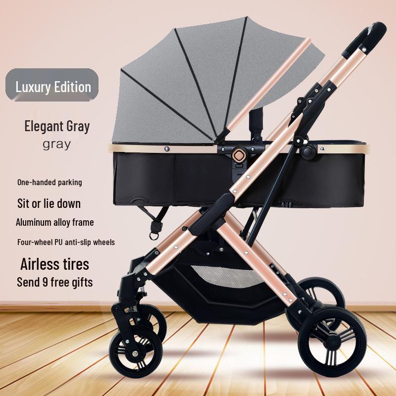 

Легкая, амортизирующая детская коляска: Сидеть или Лежать, Двусторонний, Высокий Ландшафтный Дизайн для Новорожденных и Детей