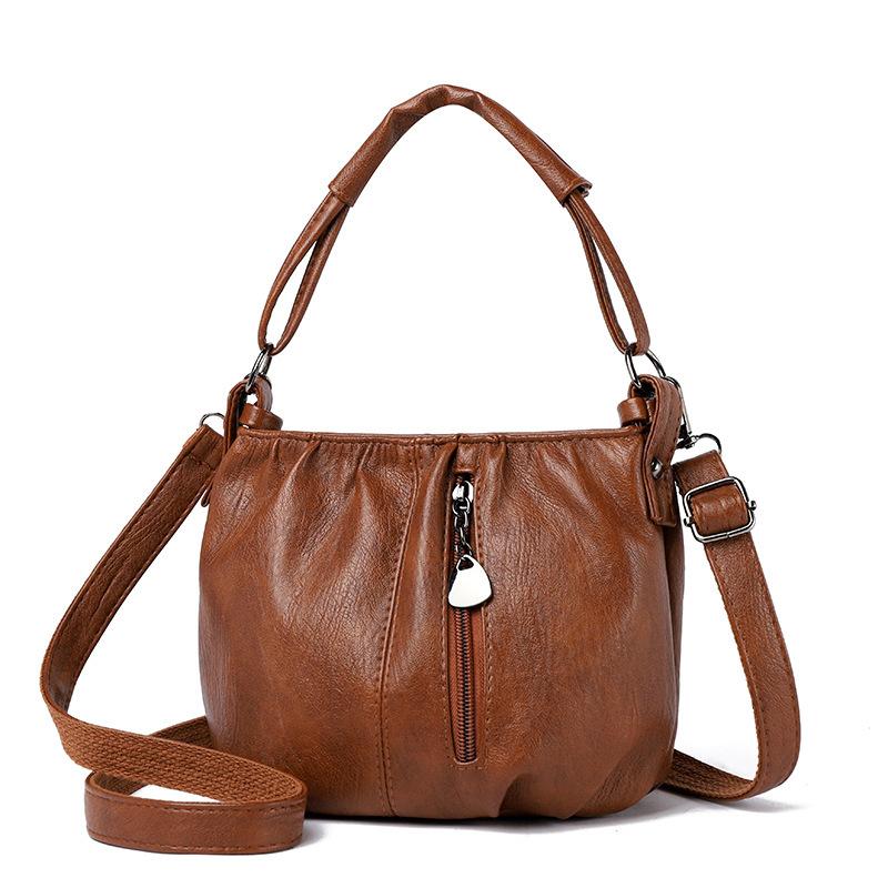 Women's handbag 2025 new light luxury European and American fashion retro bag single shoulder multi-layer folds mobile phone messenger bag