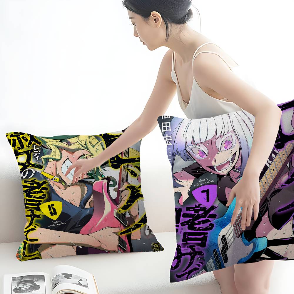 Anime Rock Is A Ladys Modesty Cushion Cover Pillowcase Upholstery Sofa Throw Pillow Home Decor Pillowcas