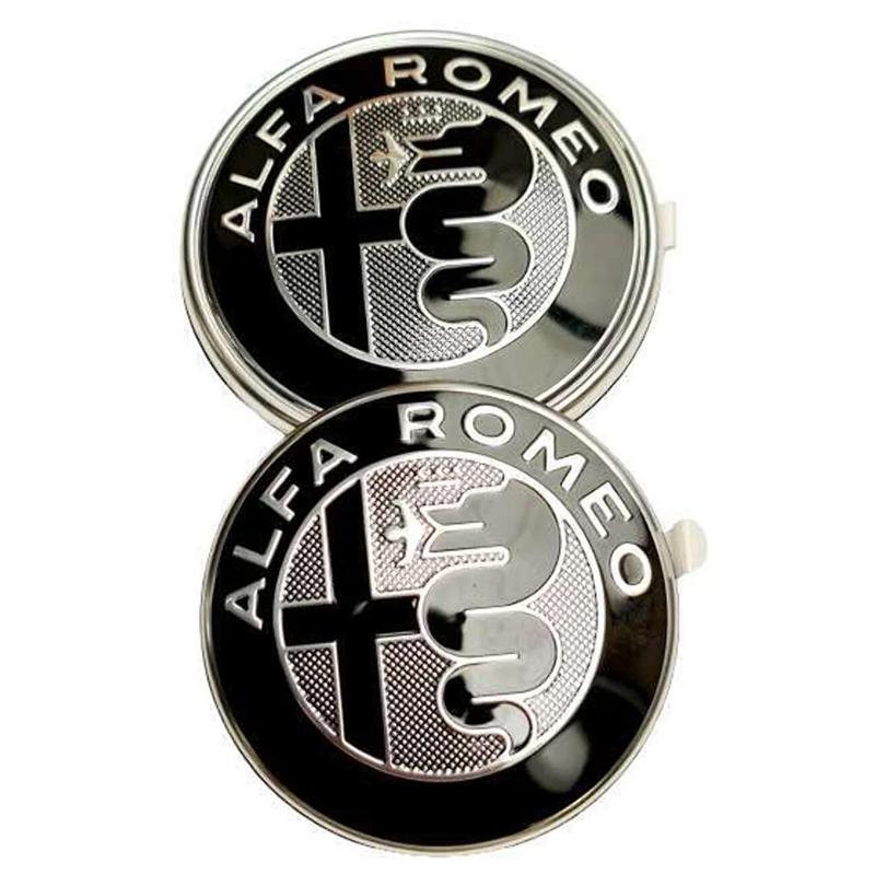 ALFA ROMEO Front- und Heck-Schwarzes Emblem-Set Alfa Romeo Giulia Stelvio Modifiziertes Emblem Auto-Logo Dekorative Zubehörteile