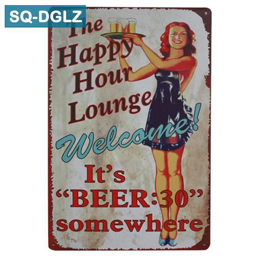 [SQ-DGLZ]Bar Open Time Metal Sign Bar Wall Decor Vintage Metal Crafts Home Decor Painting Plaques Art Poster